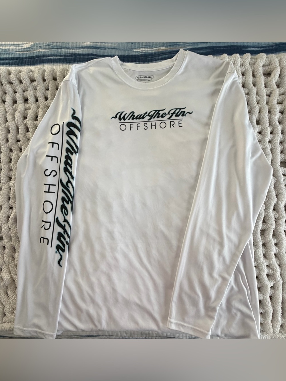 What the Fin Offshore Men's White Long Sleeve Performance Shirt